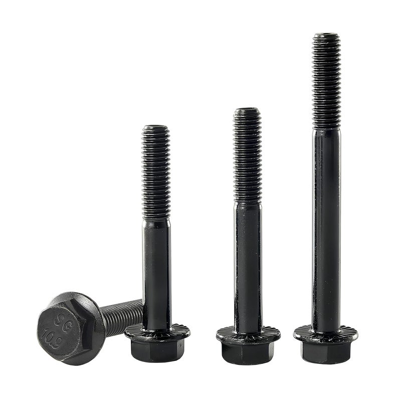 YIIFLY M12 x 55mm Flanged Hex Head Bolts Flange Hexagon Screws, M12x1.75 Bolt, 10.9 Grade Alloy Steel, Hexagon Head Bolts, Black Zinc Finish, Half Thread, Quantity 4 - Image 1